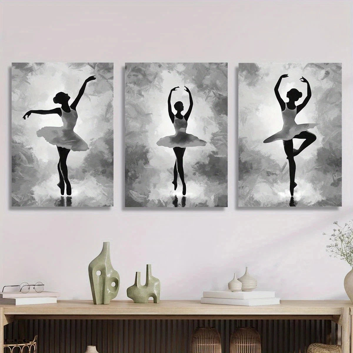 3pcs Black and White Silhouette Metal Print Ready to Hang Art - Bella Home Decor
