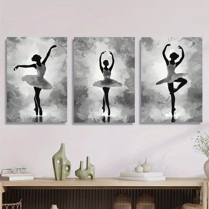 3pcs Black and White Silhouette Metal Print Ready to Hang Art - Bella Home Decor