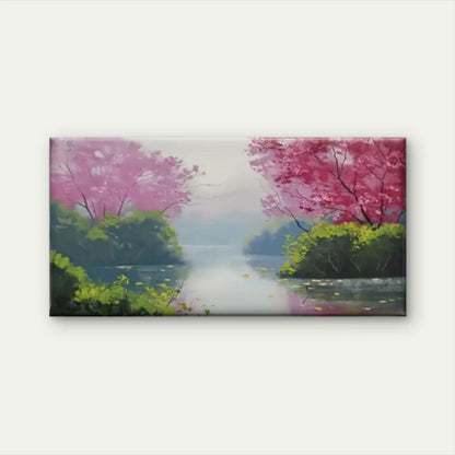 Trees Flowers Lake Forest Wall Art Canvas Office Home Room Framed 120x60cm