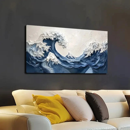 Serene Blue And White Wall Art canvas office home room framed 120x60cm