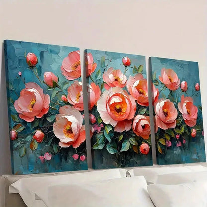 3pcs Roses Impasto Painting Roses RR   Wall Art Set Canvas Framed 40x60cm - High Quality Print 100% Australian Made Wall Canvas Ready to Hang