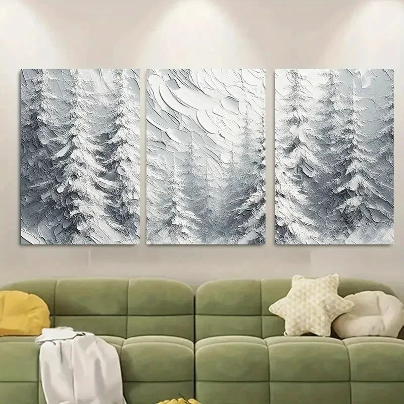 3pcs Winter Snowy Forest Metal Print Ready to Hang Art