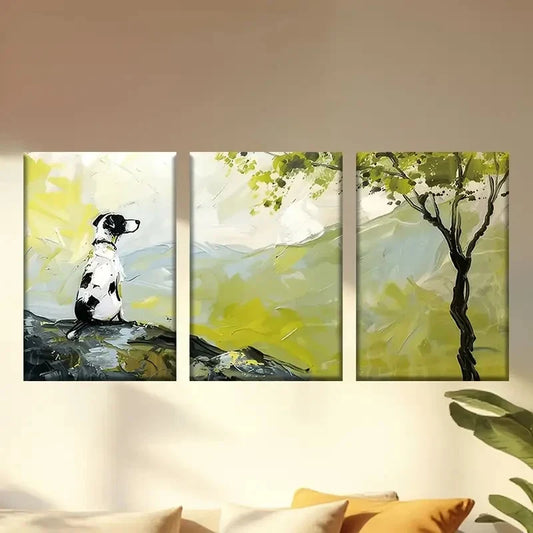 3pcs Dog Looking Into The Distance Wall Art Set Canvas Framed 40x60cm - High Quality Print 100% Australian Made Wall Canvas Ready to Hang