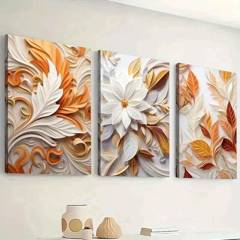 3pcs Abstract Floral And Plant Landscapes Wall Art Set Canvas Framed 60x90cm - High Quality Print 100% Australian Made Wall Canvas Ready to Hang - Bella Home Decor