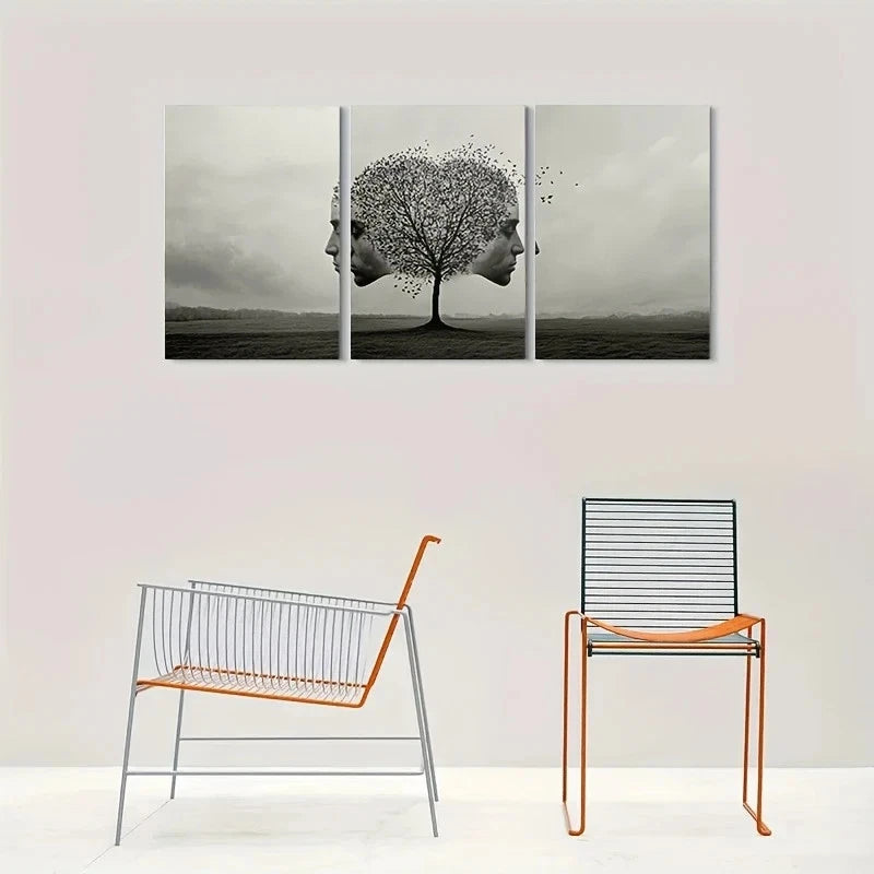 3pcs Abstract Tree Dual Face Design Metal Print Ready to Hang Art - Bella Home Decor