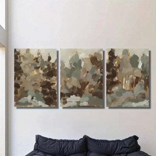 3pcs Abstract Brown and Green texture Wall Art Set Canvas Framed 60x90cm - High Quality Print 100% Australian Made Wall Canvas Ready to Hang