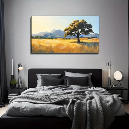 A Tree On The Grassland Wall Art Canvas Office Home Room Framed 120x60cm