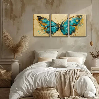 3pcs Stunning Dark Green Butterfly Triptych Wall Art Set Wall Art Canvas Unframed - High Quality Print 100% Australian Made Wall Canvas