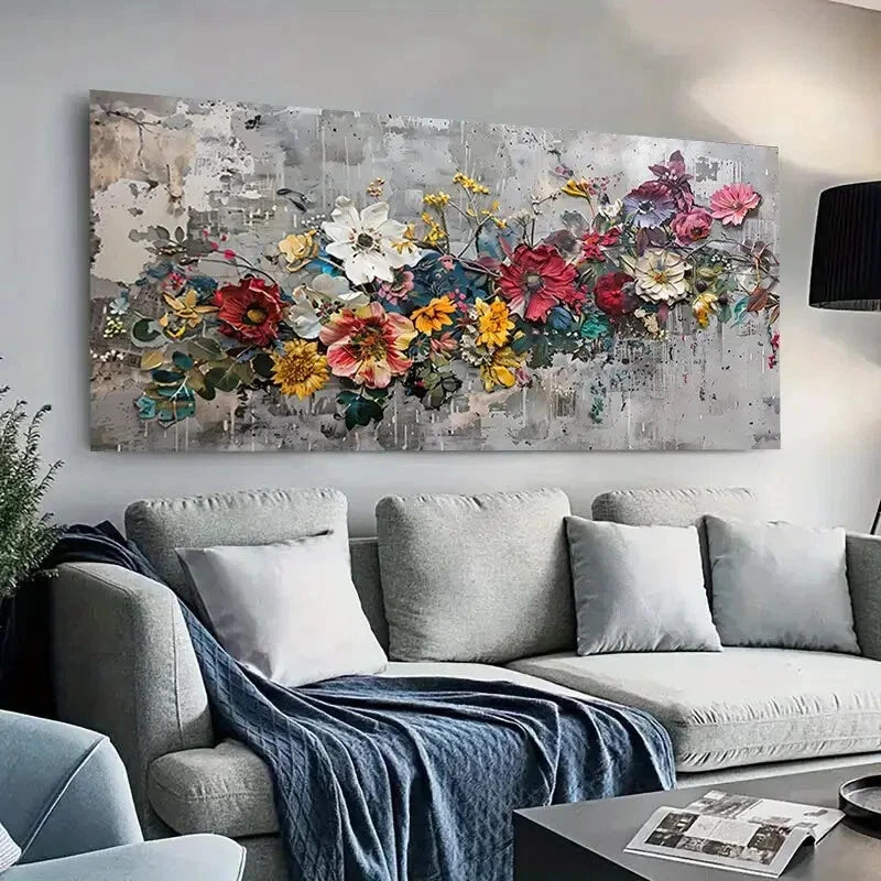 Vibrant Floral Botanical Wall Art Canvas Office Home Room Framed 120x60cm