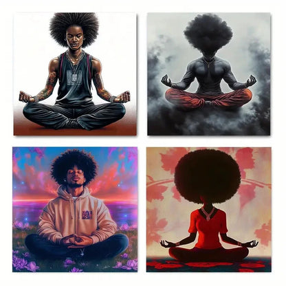 4pcsVibrant Colors & Intricate Wall Art Canvas Framed