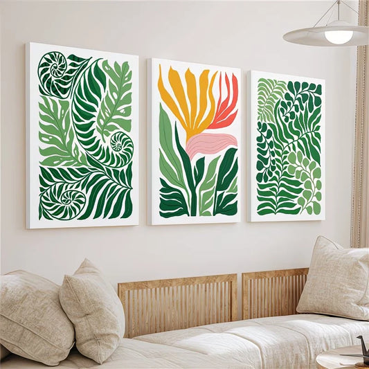 3pcs Tropical Flower Jungle Paintings Wall Art Set Canvas Framed 60x90cm - High Quality Print 100% Australian Made Wall Canvas Ready to Hang - Bella Home Decor
