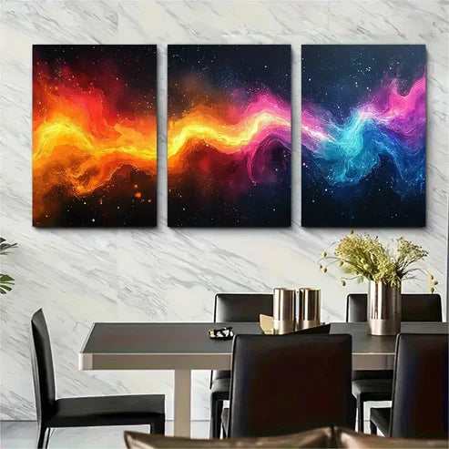 3pcs Vibrant Abstract Neon Modern Perfect Wall Art Set Canvas Unframed - High Quality Print 100% Australian Made Wall Canvas