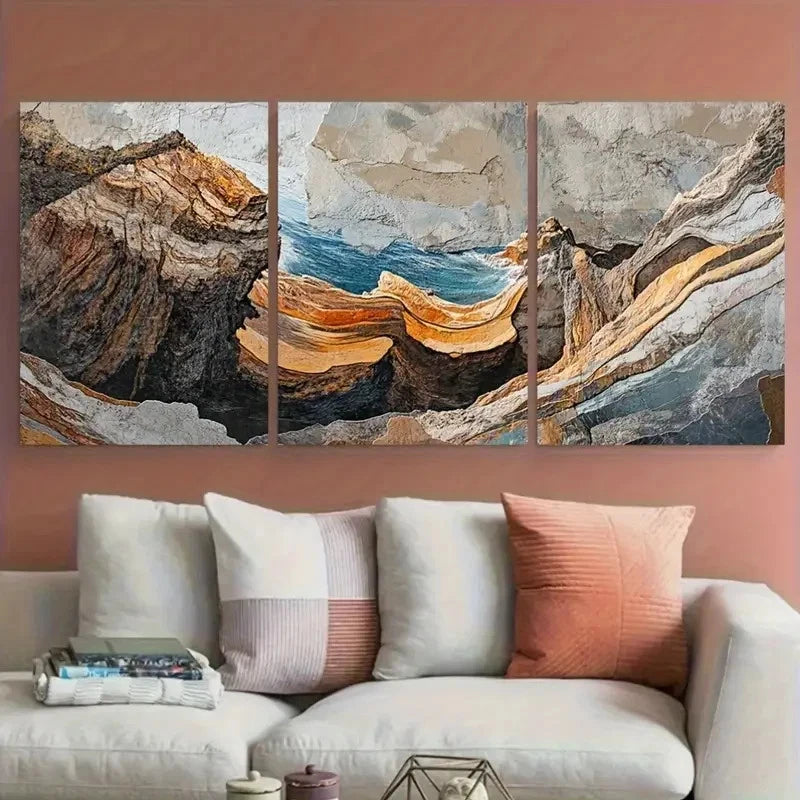 3pcs Hawaii Na Vibrant Blue Ocean & Rocky Cliffs Wall Art Set Canvas Framed 40x60cm - High Quality Print 100% Australian Made Wall Canvas Ready to Hang - Bella Home Decor