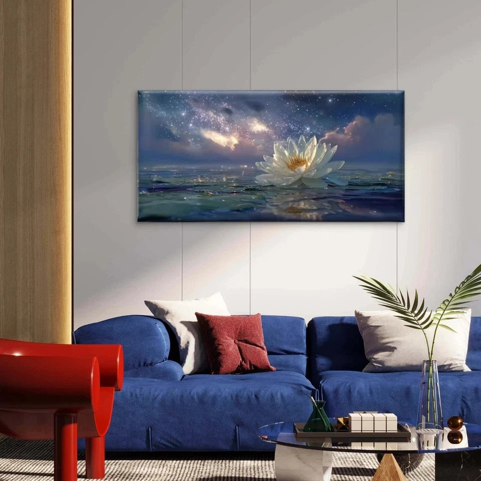 Enchanting Lotus Flower Sea Wall Art Canvas Office Home Room Framed 120x60cm