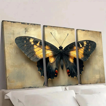 3pcs Vintage Butterfly & Leaf  VBL  Wall Art Set Canvas Framed 60x90cm - High Quality Print 100% Australian Made Wall Canvas Ready to Hang