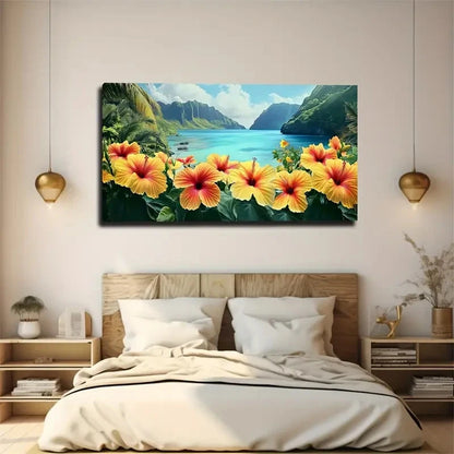 Lush Mountains And Cliffs Wall Art Canvas Office Home Room Framed 120x60cm