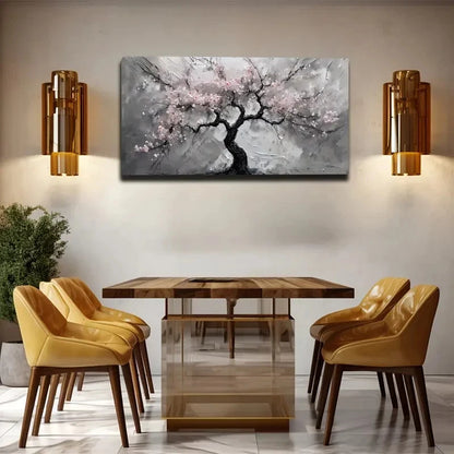 Pink Peach Blossom On Cloudy Wall Art canvas office home room framed 120x60cm