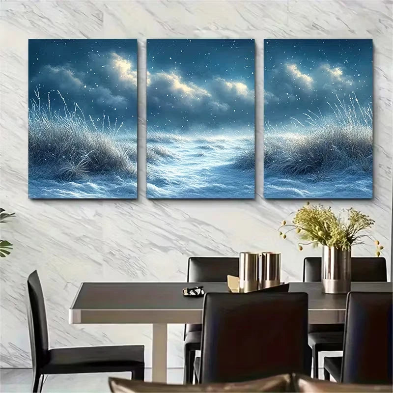 3pcs Icy Frozen Grass Metal Print Ready to Hang Art
