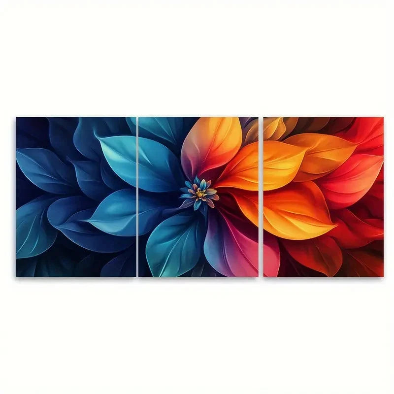 3pcs Abstract Flower Digital Illustration Wall Art Set Canvas Framed 60x90cm - High Quality Print 100% Australian Made Wall Canvas Ready to Hang - Bella Home Decor
