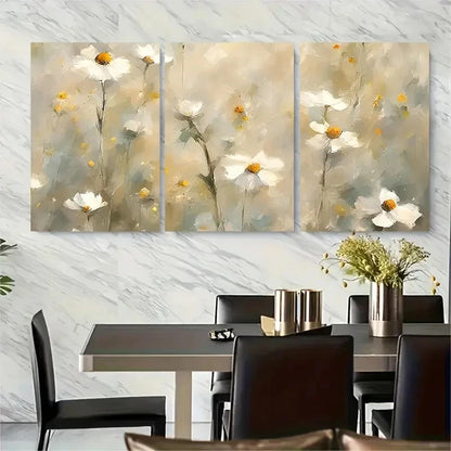 3pcs Rustic Daisy Wildflower Metal Print Ready to Hang Art