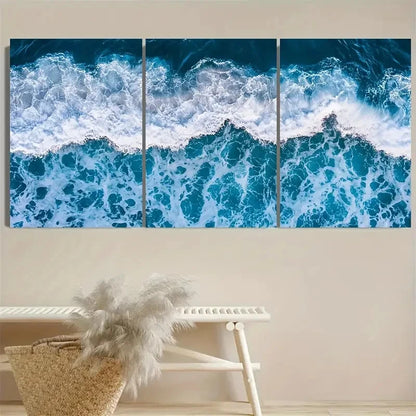 3pcs Ocean Art Sea Art Coastal Wall Art Set Canvas Framed 60x90cm - High Quality Print 100% Australian Made Wall Canvas Ready to Hang