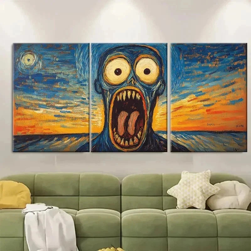 3pcs Edvard Munch The Scream EI  Wall Art Set Canvas Framed 50x70cm - High Quality Print 100% Australian Made Wall Canvas Ready to Hang - Bella Home Decor