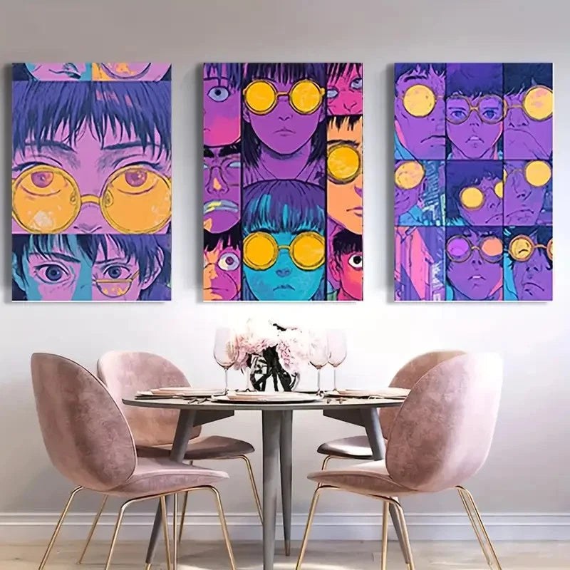 3pcs  Vibrant Anime VA  Wall Art Canvas Framed 40x60cm - High Quality Print 100% Australian Made Wall Canvas Ready to Hang - Bella Home Decor