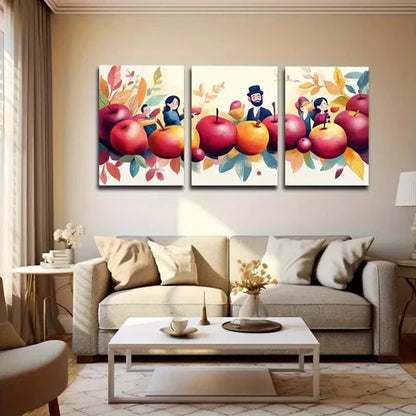 3pcs Vibrant Leaves and Apples Wall Art Canvas Unframed - High Quality Print 100% Australian Made Wall Canvas