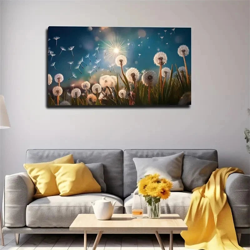 Sunlit Dandelions Butterflies Wall Art Canvas Office Home Room Framed 120x60cm