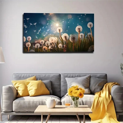 Sunlit Dandelions Butterflies Wall Art Canvas Office Home Room Framed 120x60cm