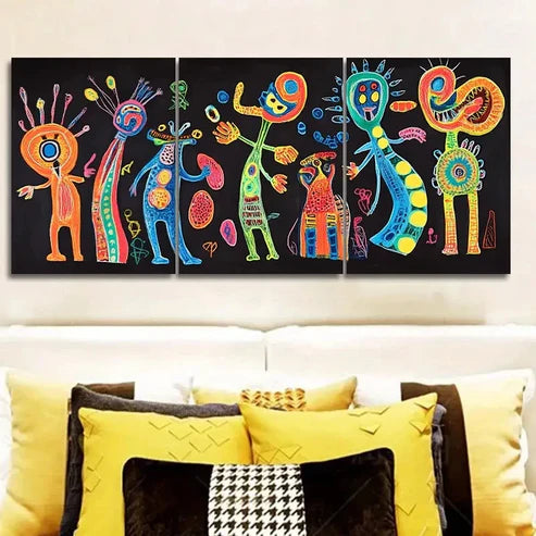 3pcs Surreal Character Graffiti Canvas Wall Art Canvas Unframed - High Quality Print 100% Australian Made Wall Canvas