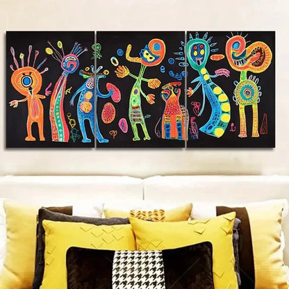 3pcs Surreal Character Graffiti Canvas Wall Art Canvas Unframed - High Quality Print 100% Australian Made Wall Canvas