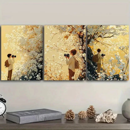 3pcs Male Cameraman Holds the Camera Wall Art Set Canvas Unframed – High Quality Print 100% Australian Made Wall Canvas - Bella Home Decor