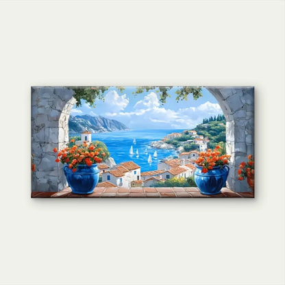 Serene Sea View From Window Wall Art Canvas Office Home Room Framed 120x60cm