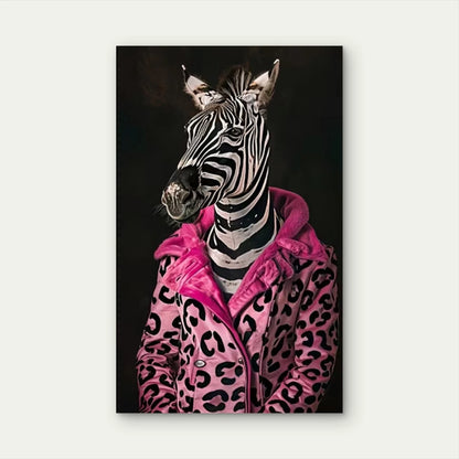 Zebra in Pink Coat   60x90cm Metal Print Ready to Hang