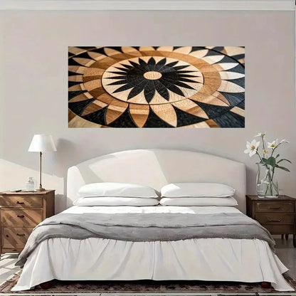 Wooden Inlay Decorative Wall Art Canvas Office Home Room Framed 120x60cm