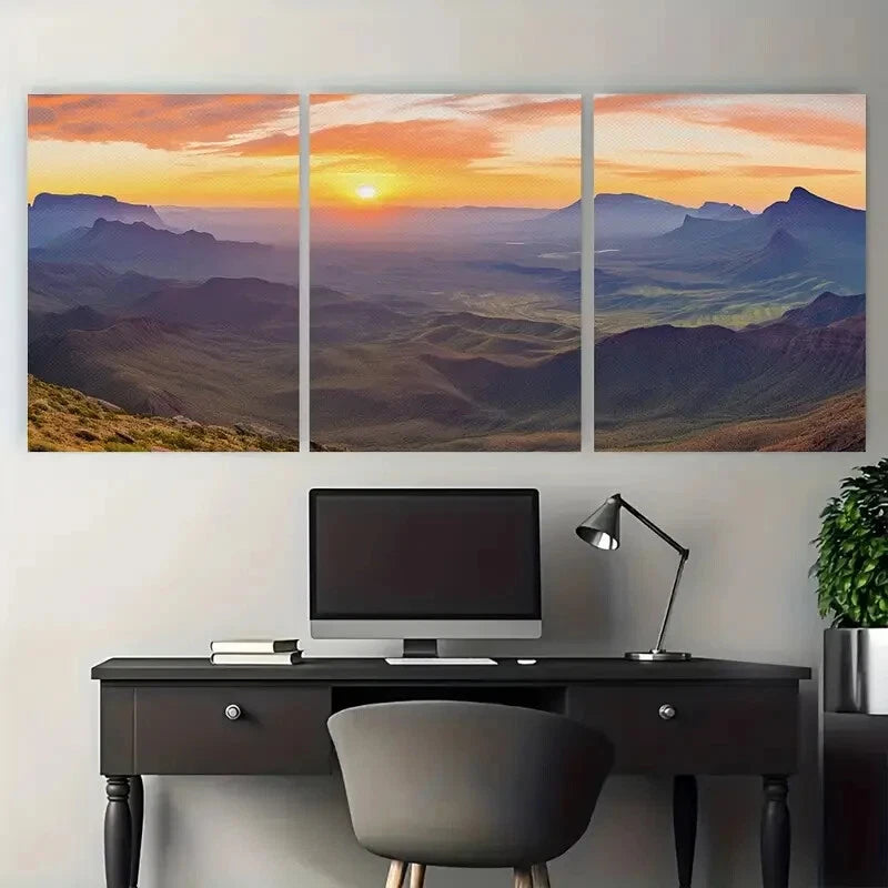 3pcs Big Bend National Park Sunset Metal Print Ready to Hang Art - Bella Home Decor