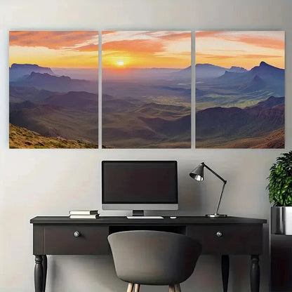 3pcs Big Bend National Park Sunset Metal Print Ready to Hang Art - Bella Home Decor