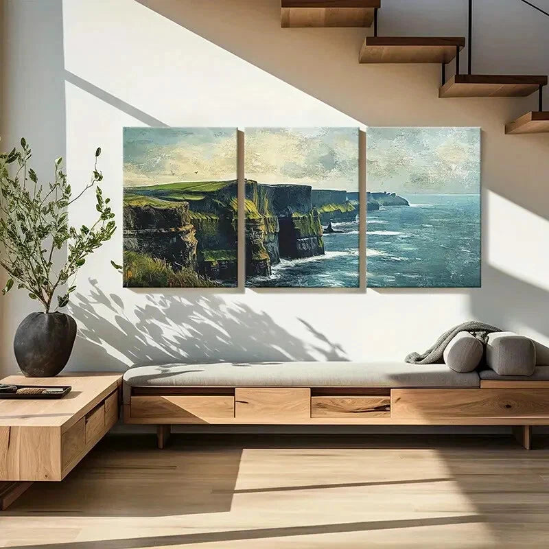3pcs Artistic Ocean Cliffs Landscape Coastal Metal Print Ready to Hang Art - Bella Home Decor