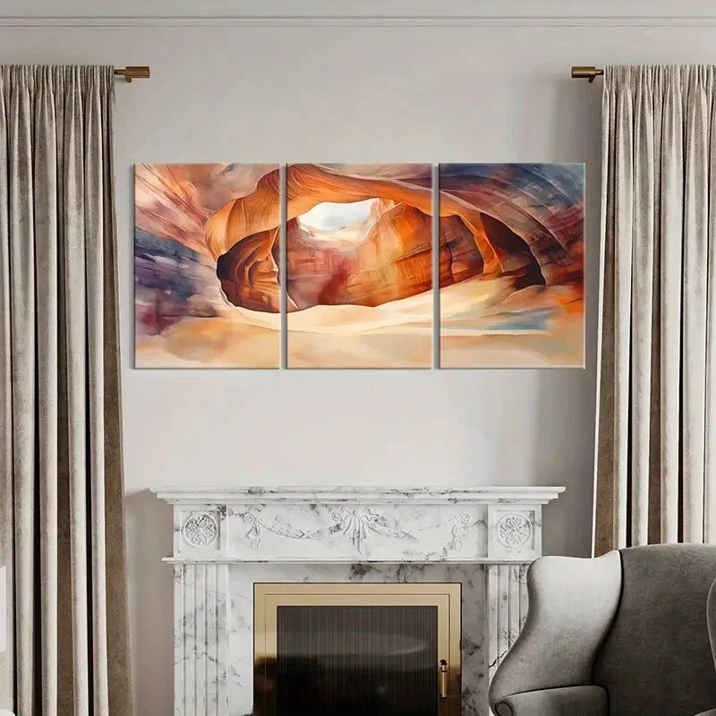 3pcs Abstract Antelope Canyon Nature Landscape Metal Print Ready to Hang Art - Bella Home Decor