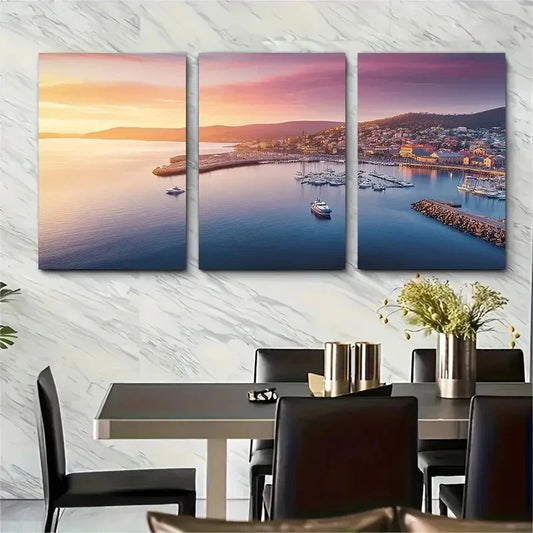 3pcs Hobart Tasmania in Australia Wall Art Set Canvas Framed 50x70cm - High Quality Print 100% Australian Made Wall Canvas Ready to Hang