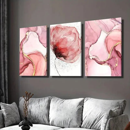 3pcs Purple abstract art, pink Wall Art Set Canvas Unframed - High Quality Print 100% Australian Made Wall Canvas