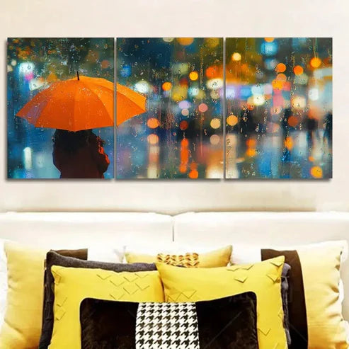 3pcs Yellow Umbrella Wall Art Set Wall Art Canvas Unframed – High Quality Print 100% Australian Made Wall Canvas