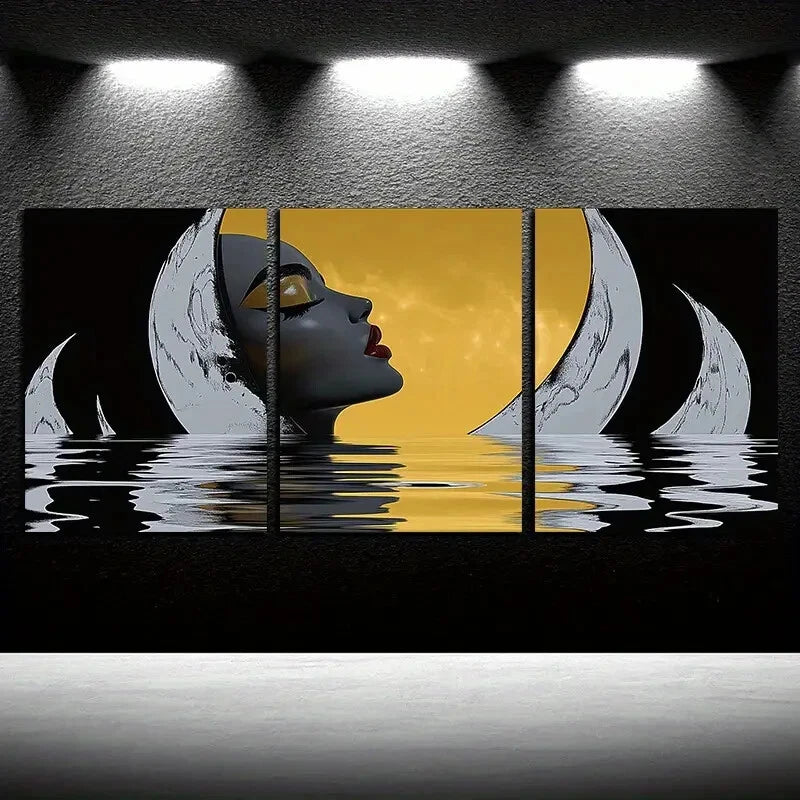 3pcs Water Surface Couples, Modern Design Metal Print Ready to Hang Art - Bella Home Decor