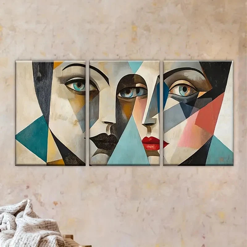3pcs two women with blue eyes Wall Art Set Canvas Framed 40x60cm - High Quality Print 100% Australian Made Wall Canvas Ready to Hang - Bella Home Decor