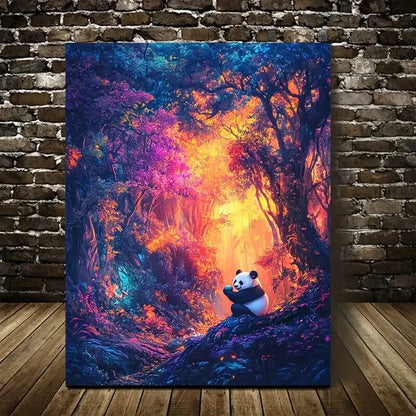 Magical Forest Scene with Ethereal Glow Painting 40x60cm Metal Print Ready to Hang
