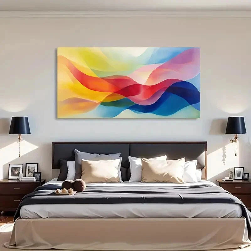 Vibrant Blue Sky Yellow-Orange Wall Art Canvas Office Home Room Framed 120x60cm - Bella Home Decor