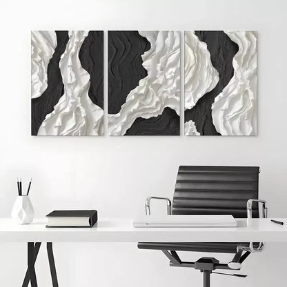 3pcs Abstract Black and White Wall Art Canvas Framed 40x60cm - High Quality Print 100% Australian Made Wall Canvas Ready to Hang - Bella Home Decor