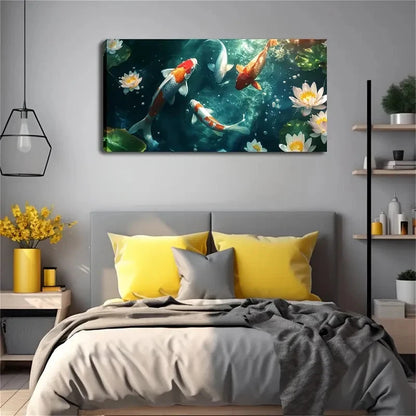Colorful Koi Swimming The Water Wall Art Canvas Office Home Room Framed 120x60cm