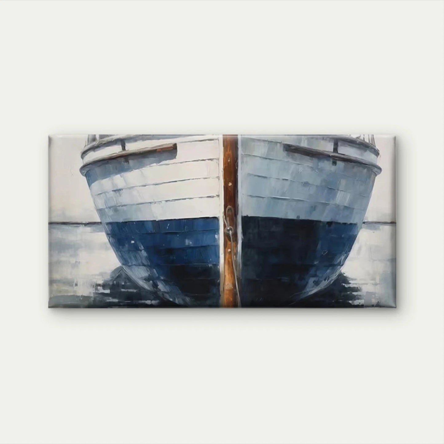Blue & White Boat Seascape Wall Art Canvas Office Home Room Framed 120x60cm